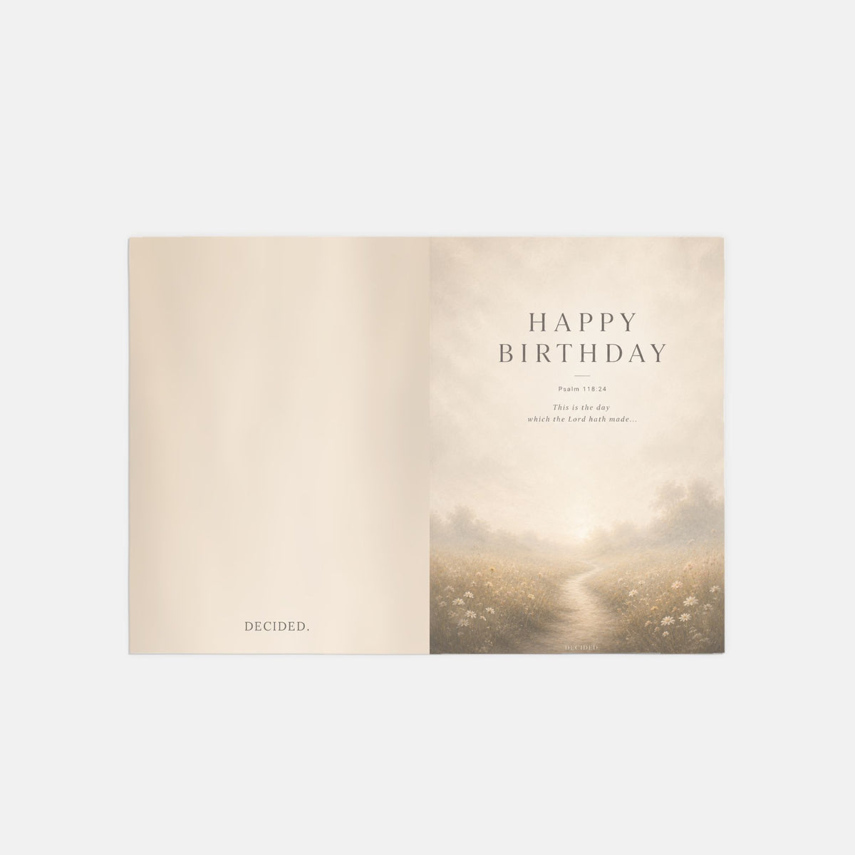 HAPPY BIRTHDAY scripture card outside, front and back with painterly art - Psalm 118:24