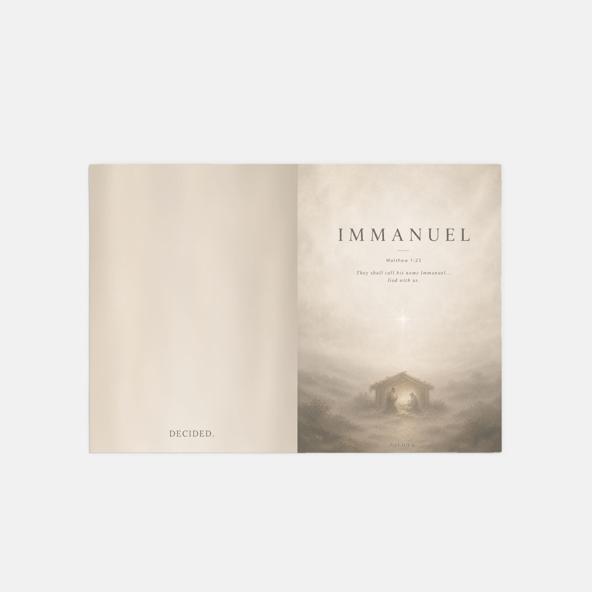 IMMANUEL scripture card outside, front and back with painterly art - Matthew 1:23