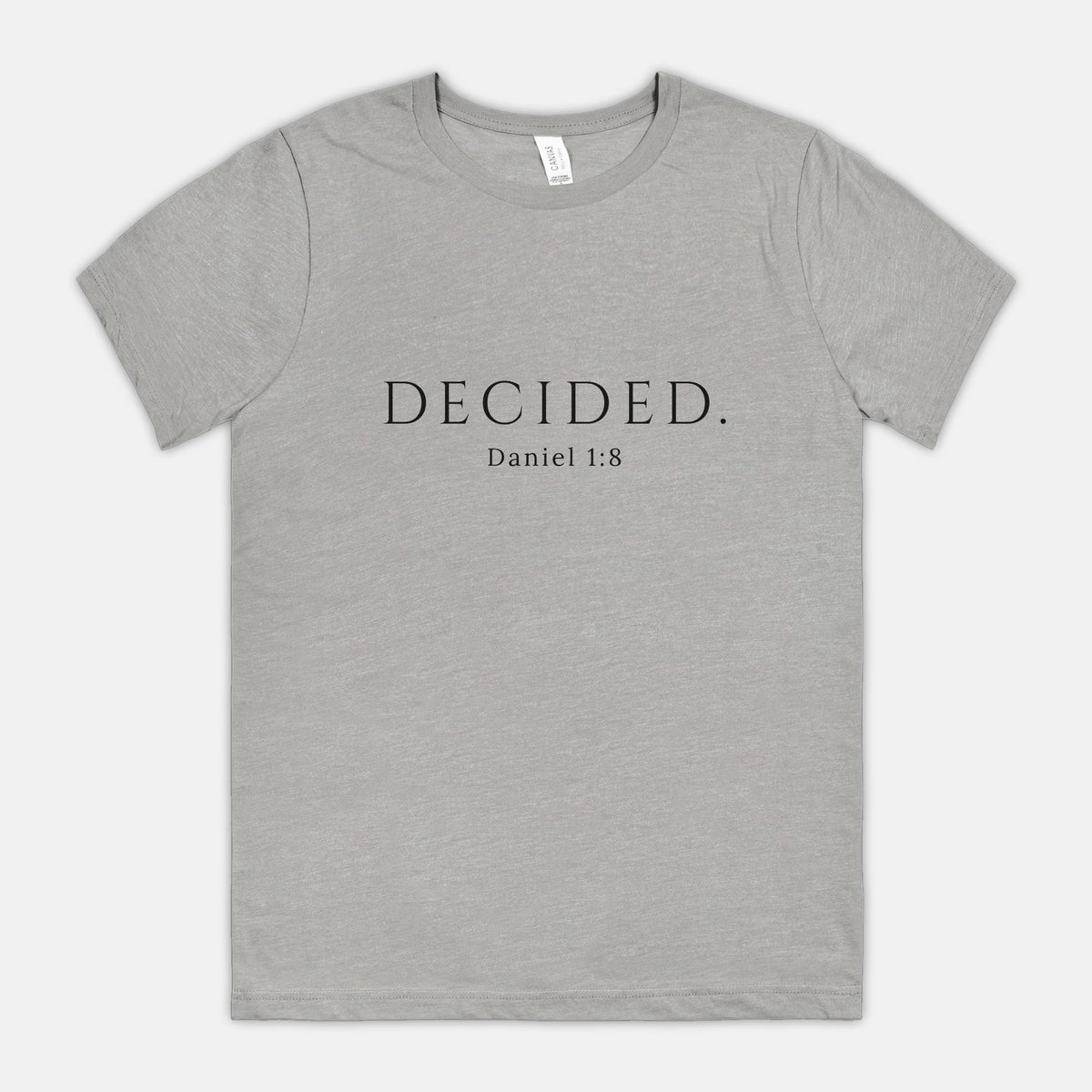 DECIDED. Daniel 1:8 scripture t-shirt in Athletic Heather
