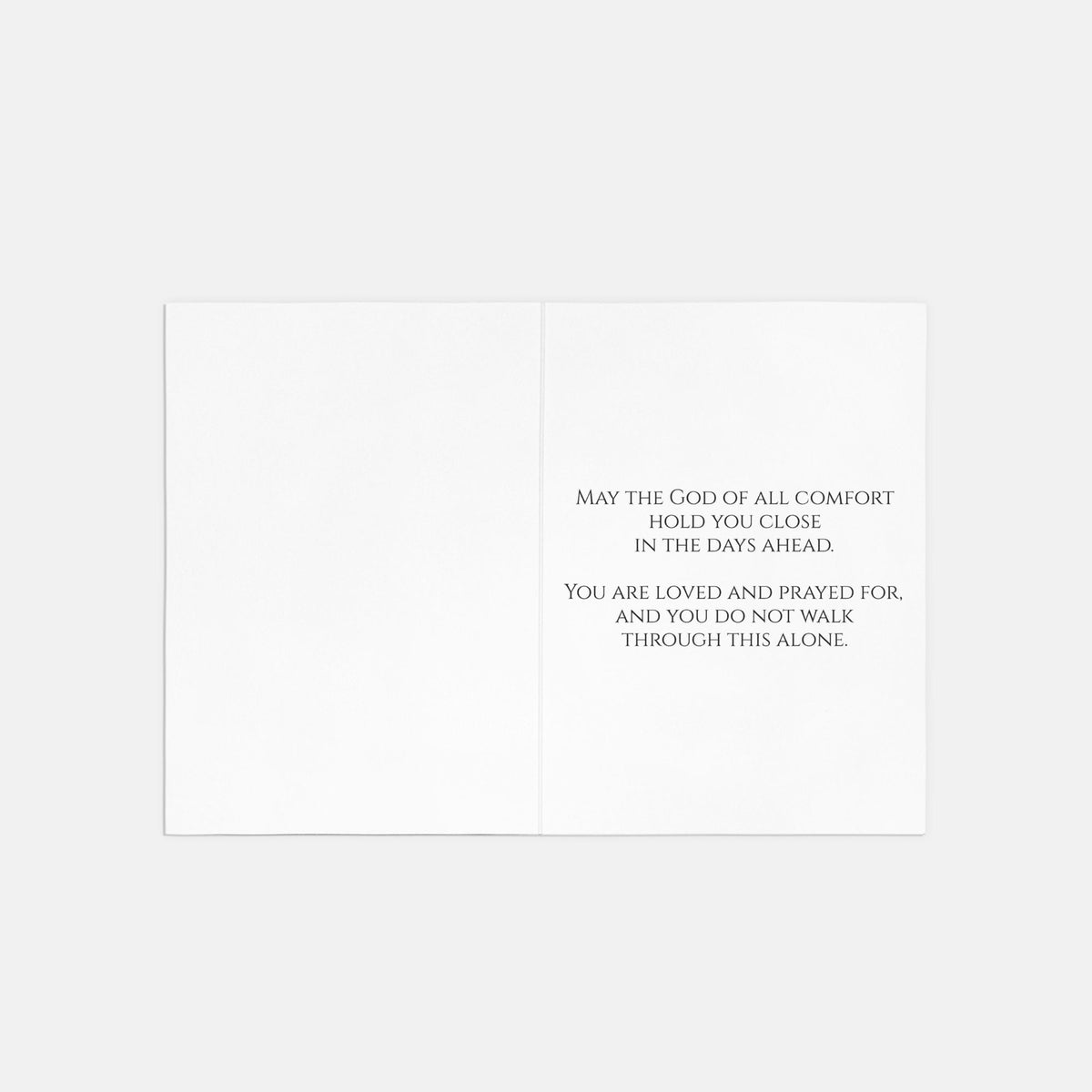 Inside of the WITH SYMPATHY scripture card with printed message - DECIDED.