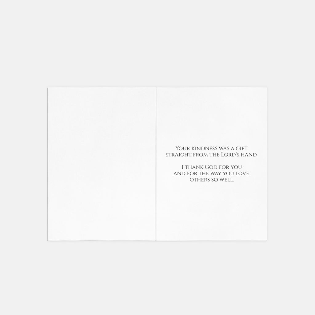 Inside of the THANK YOU scripture card with printed message - DECIDED.