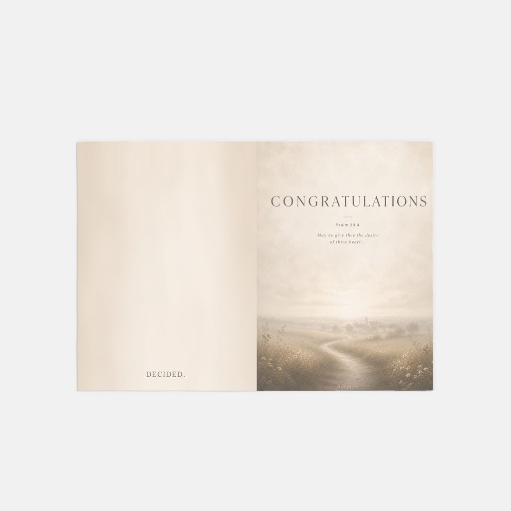 CONGRATULATIONS scripture card outside, front and back with painterly art - Psalm 20:4