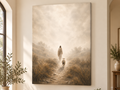 FOLLOW John 10:27 scripture canvas art shown in a styled home setting - DECIDED.