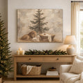 LION & LAMB Revelation 5:5-6 nativity canvas art with lion, lamb and manger, shown in a styled home setting - DECIDED.